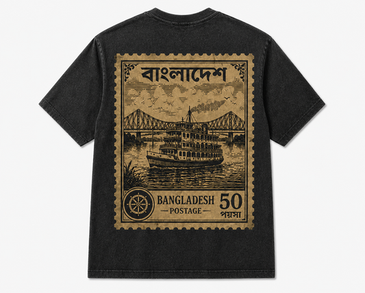 Black cotton oversized t-shirt with yellow logo print, back view
